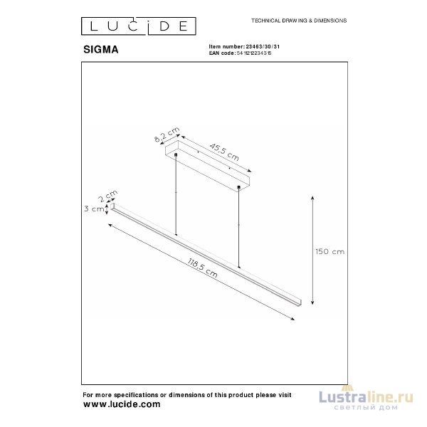Подвесной светильник Lucide Sigma 23463/30/31