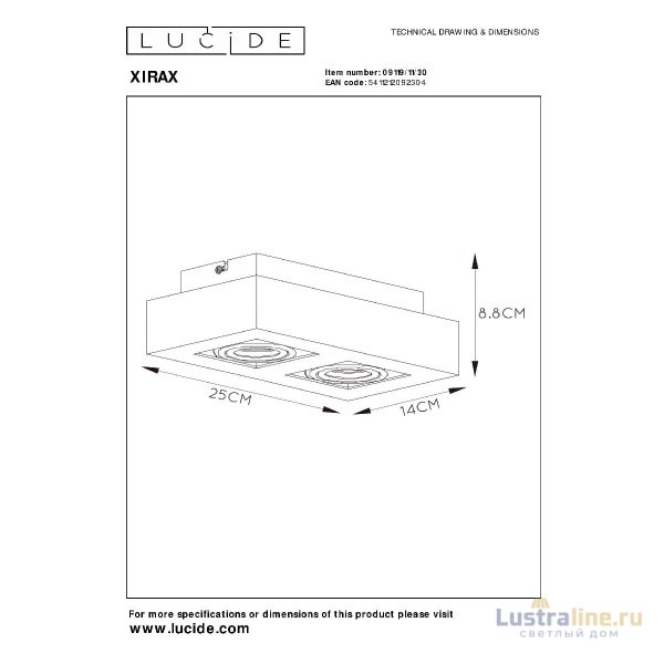 Накладной светильник Lucide Xirax 09119/11/30 Накладной светильник Lucide Xirax 09119/11/30
