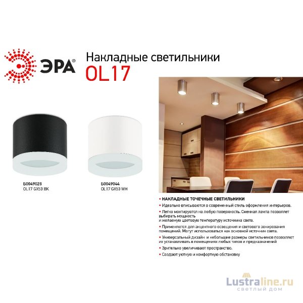 Накладной светильник ЭРА OL17 GX53 BK Б0049028