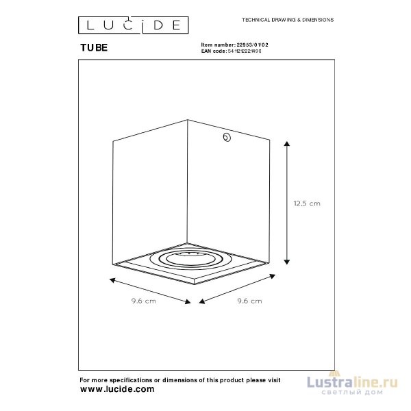 Накладной светильник Lucide Tube 22953/01/02