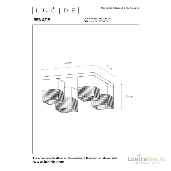 Накладной светильник Lucide Renate 21123/04/02 Накладной светильник Lucide Renate 21123/04/02