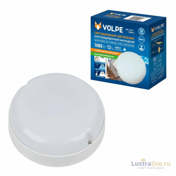 Настенно-потолочный светильник Volpe ULW-Q243 12W/6500К/NL SENSOR IP65 WHITE UL-00011717 Настенно-потолочный светильник Volpe ULW-Q243 12W/6500К/NL SENSOR IP65 WHITE UL-00011717