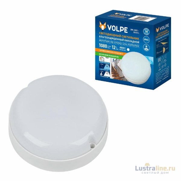 Настенно-потолочный светильник Volpe ULW-Q243 12W/4000К/NL SENSOR IP65 WHITE UL-00011716 Настенно-потолочный светильник Volpe ULW-Q243 12W/4000К/NL SENSOR IP65 WHITE UL-00011716