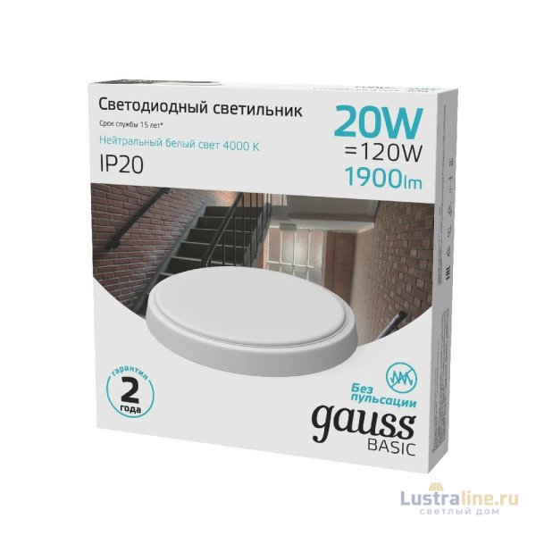 Настенно-потолочный светильник Gauss Basic 193411220B
