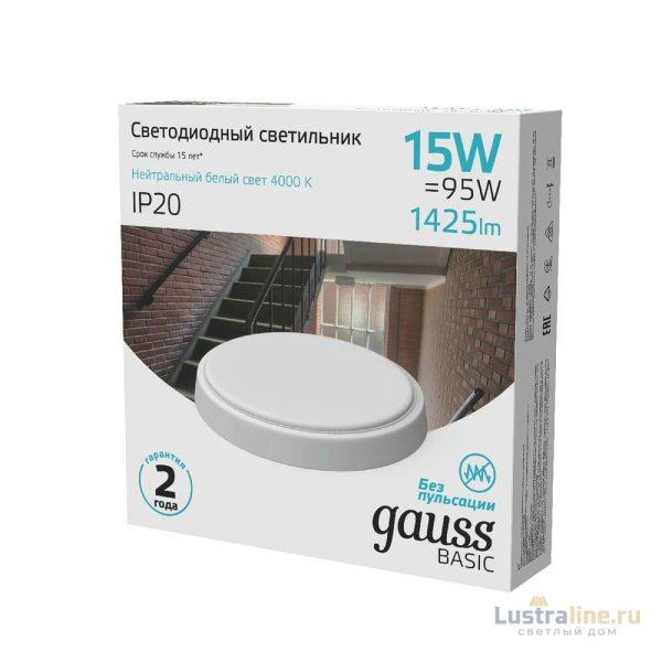 Настенно-потолочный светильник Gauss Basic 193411215B Настенно-потолочный светильник Gauss Basic 193411215B