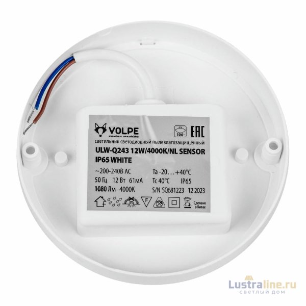 Настенно-потолочный светильник Volpe ULW-Q243 12W/4000К/NL SENSOR IP65 WHITE UL-00011716 Настенно-потолочный светильник Volpe ULW-Q243 12W/4000К/NL SENSOR IP65 WHITE UL-00011716