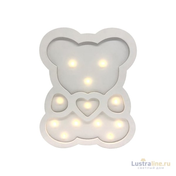 Светодиодный ночник Apeyron Мишка теплый белый 2хААА МДФ 12-176
