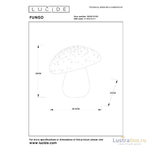 Настольная лампа Lucide Fungo 13539/01/02 Настольная лампа Lucide Fungo 13539/01/02