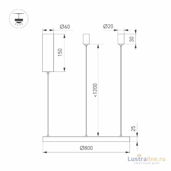 Подвесной светильник Arlight SP-CONGO-MULT-1-R800-42W Warm3000 (BK, 120 deg, 230V) 046247