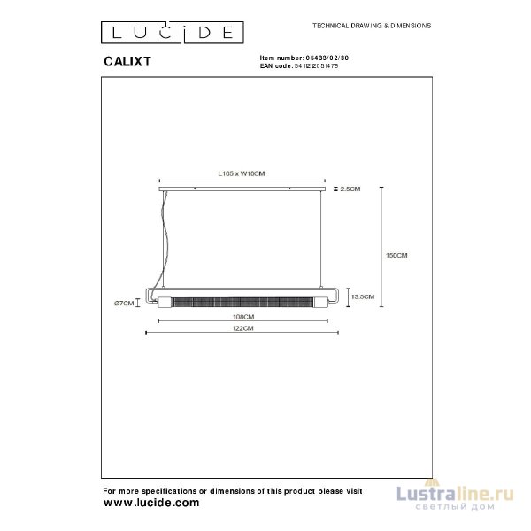 Подвесной светильник Lucide Calixt 05433/02/30 Подвесной светильник Lucide Calixt 05433/02/30