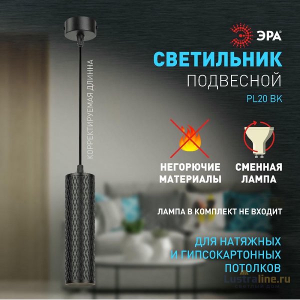 Подвесной светильник Эра PL20 BK Б0058500