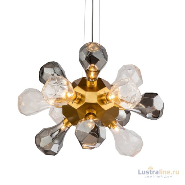 Подвесной светильник Delight Collection KR1197P-12 brass, smoky/clear Подвесной светильник Delight Collection KR1197P-12 brass, smoky/clear