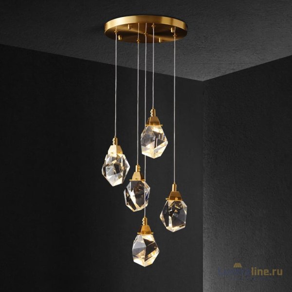 Подвесной светильник Delight Collection Crystal rock II 9701P/5R brass Подвесной светильник Delight Collection Crystal rock II 9701P/5R brass