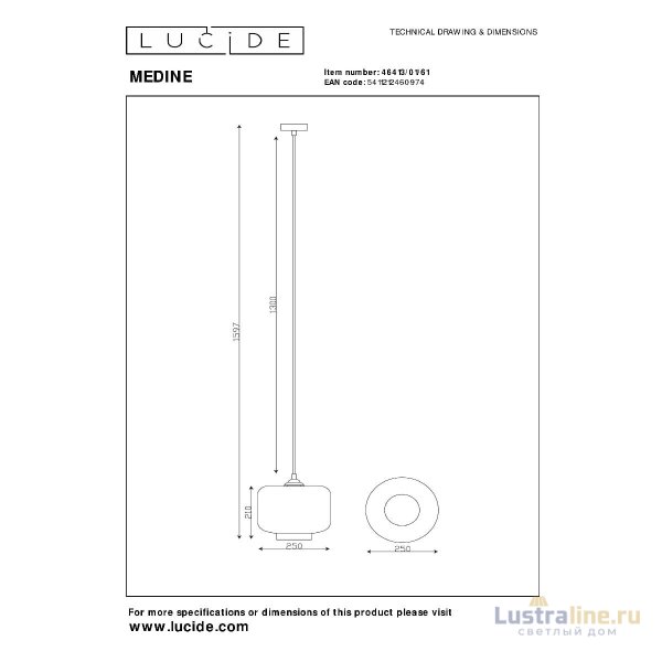 Подвесной светильник Lucide Medine 46413/01/61