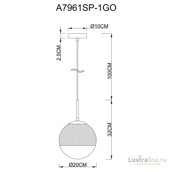 Подвесной светильник Arte Lamp Jupiter Gold A7961SP-1GO