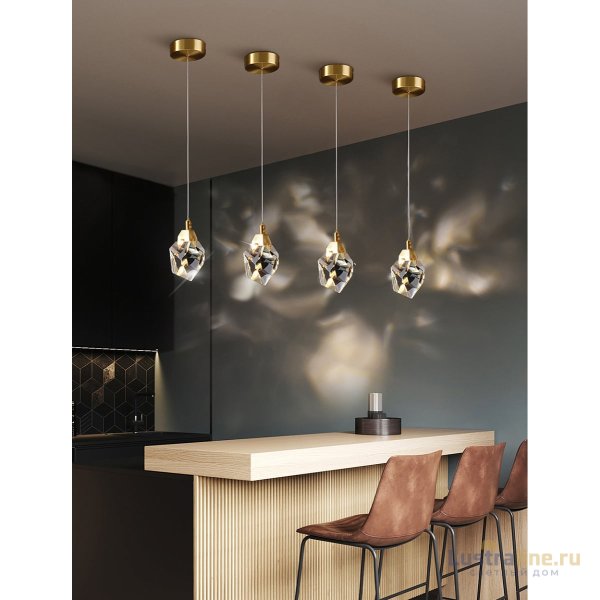 Подвесной светильник Delight Collection Crystal rock II 9701P/1 brass Подвесной светильник Delight Collection Crystal rock II 9701P/1 brass