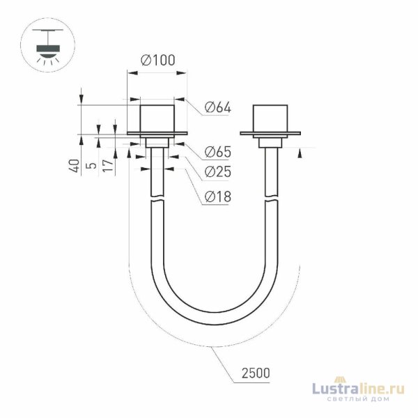 Подвесной светильник Arlight SP-TROPIC-BUILT-TRIMLESS-R18-L2500-36W Day4000 (BK, 360 deg, 230V) 043375