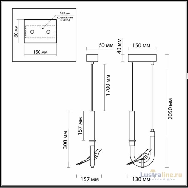 Подвесной светильник Odeon Light Lark L-vision 5431/2L Подвесной светильник Odeon Light Lark L-vision 5431/2L