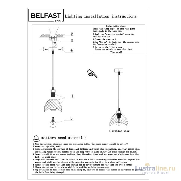 Подвесной светильник Belfast Clifton D33331-1 GL GR