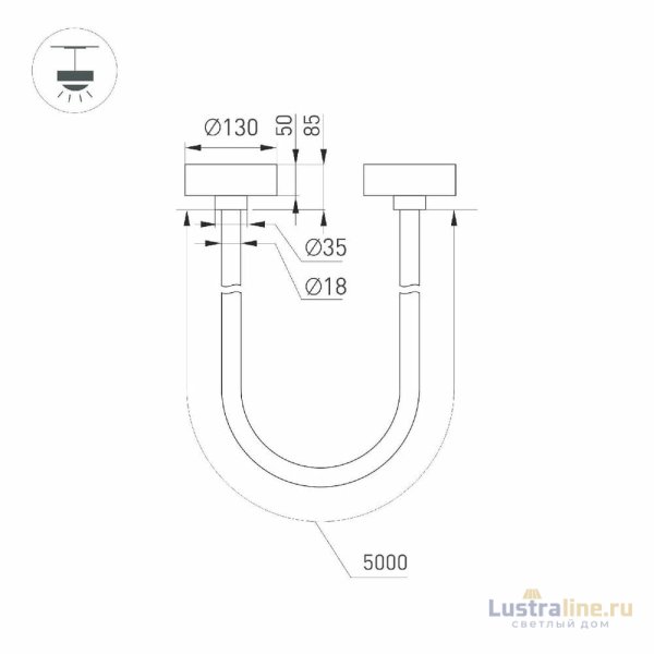 Подвесной светильник Arlight SP-TROPIC-SURFACE-R18-L5000-58W Day4000 (GD, 360 deg, 230V) 043398