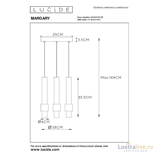 Подвесной светильник Lucide Margary 24402/15/30 Подвесной светильник Lucide Margary 24402/15/30
