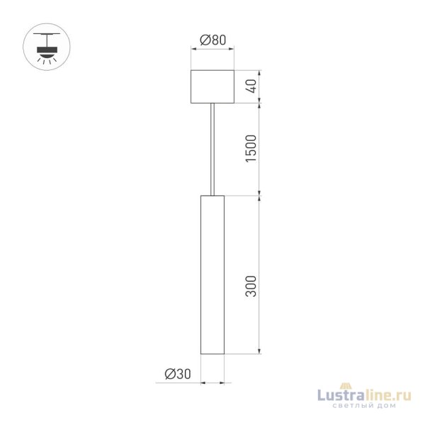 Подвесной светильник Arlight SP-PIPE-HANG-L300-R30-9W Day4000 (BK, 24 deg, 230V) 038607