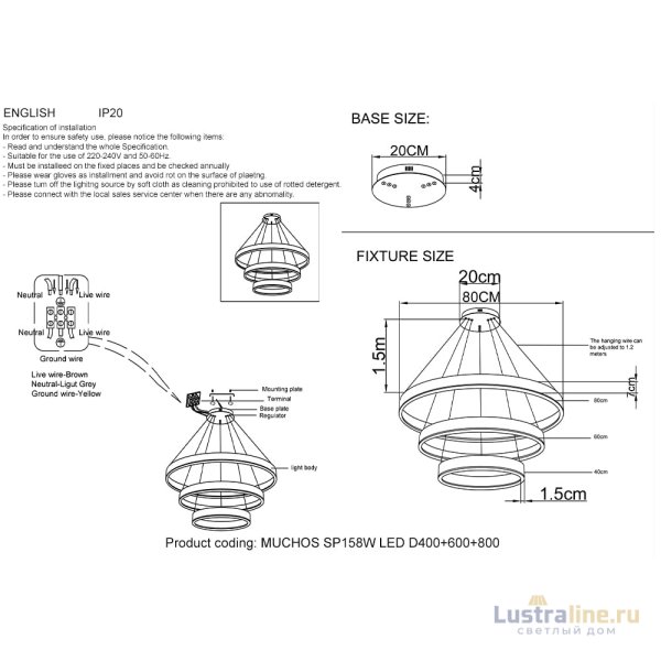 Подвесной светодиодный светильник Crystal Lux MUCHOS SP158W LED D400+600+800 GOLD Подвесной светодиодный светильник Crystal Lux MUCHOS SP158W LED D400+600+800 GOLD