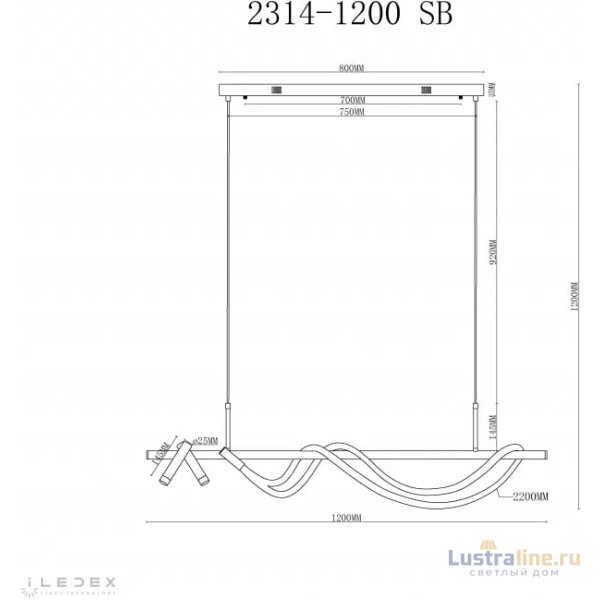 Подвесной светильник iLedex Cross 2314-1200 SB
