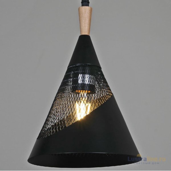 Подвесной светильник Reluce 03250-3.9-01 BK+WOOD