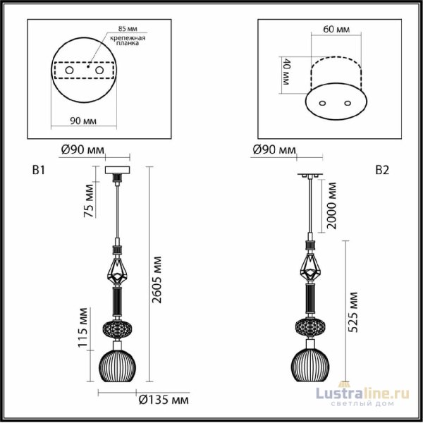 Подвесной светильник Odeon Light Terra Modern 5414/1C Подвесной светильник Odeon Light Terra Modern 5414/1C