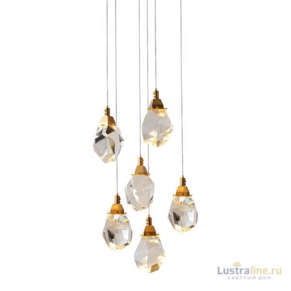 Подвесной светильник Delight Collection Crystal rock II 9701P/6R brass Подвесной светильник Delight Collection Crystal rock II 9701P/6R brass