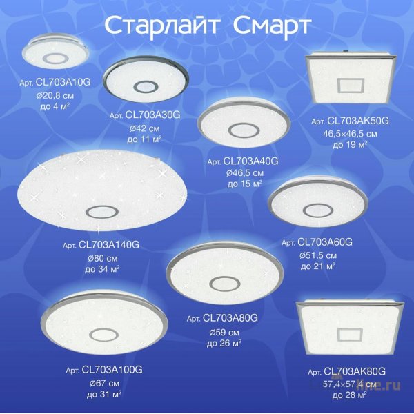 Потолочный светильник Citilux Старлайт Смарт CL703A10G Потолочный светильник Citilux Старлайт Смарт CL703A10G