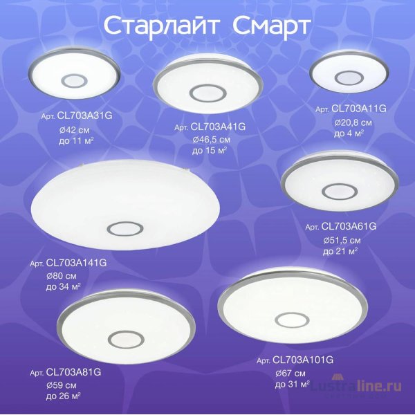 Потолочный светильник Citilux Старлайт Смарт CL703A11G Потолочный светильник Citilux Старлайт Смарт CL703A11G