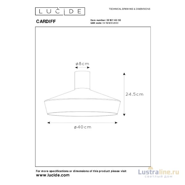 Потолочный светильник Lucide Cardiff 30187/40/30