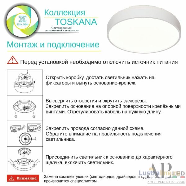 Потолочный светильник Arte Perfetto Luce Toscana 3315.XM302-1-374/24W/4K Black TD