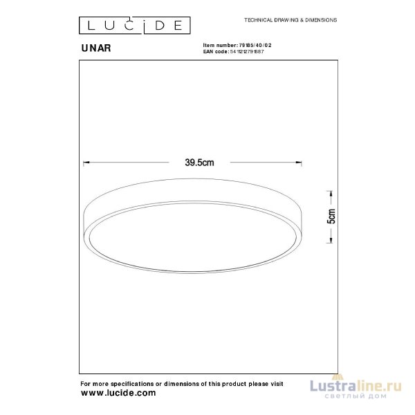 Потолочный светильник Lucide Unar 79185/40/02