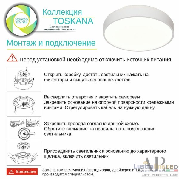 Потолочный светильник Arte Perfetto Luce Toscana PRO 3315.XM302-2-374/24W White TD