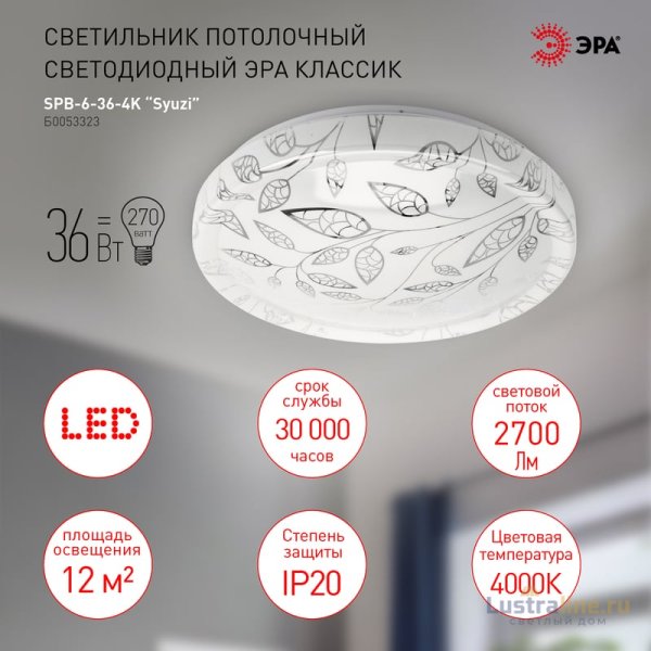 Потолочный светильник Эра SPB-6-36-4K Syuzi Б0053323 Потолочный светильник Эра SPB-6-36-4K Syuzi Б0053323