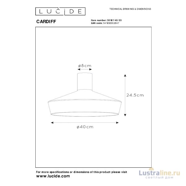 Потолочный светильник Lucide Cardiff 30187/40/33