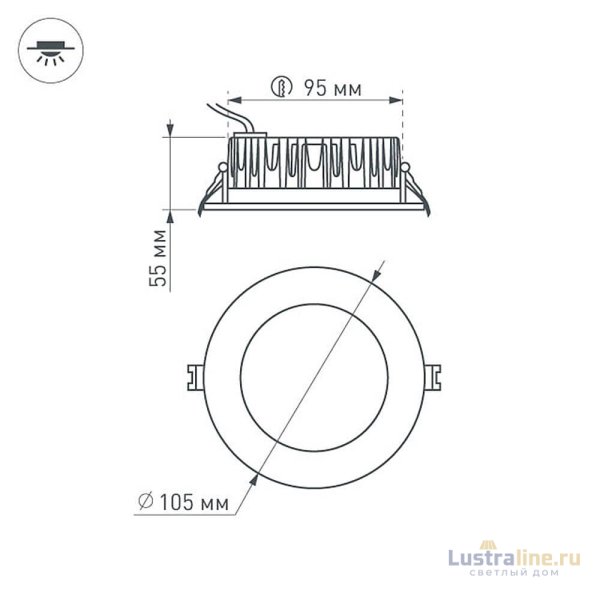 Встраиваемый светодиодный светильник Arlight LTD-105WH-Frost-9W Day White 021492