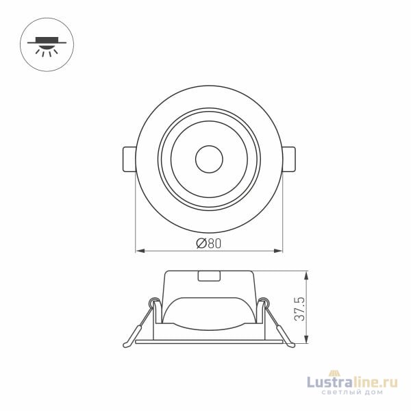 Встраиваемый светильник Arlight LTD-Polar-Turn-R80-5W Warm3000 032857 Встраиваемый светильник Arlight LTD-Polar-Turn-R80-5W Warm3000 032857