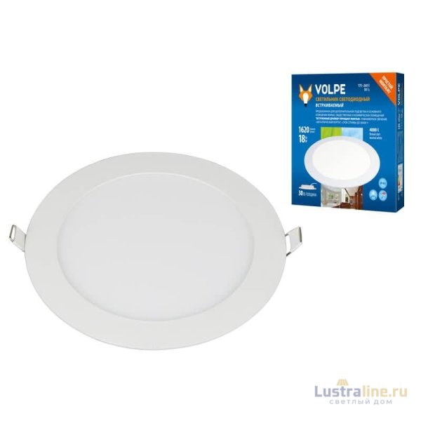 Встраиваемый светодиодный светильник Volpe ULM-Q236 18W/4000K WHITE UL-00004664 УЦ