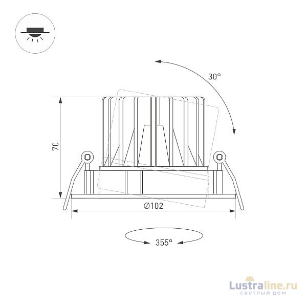 Встраиваемый светодиодный светильник Arlight MS-Forecast-Built-Turn-R102-12W 035452 Встраиваемый светодиодный светильник Arlight MS-Forecast-Built-Turn-R102-12W 035452