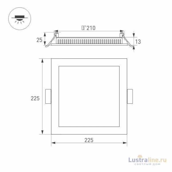 Встраиваемый светодиодный светильник Arlight DL-225x225M-21W Day White 020136