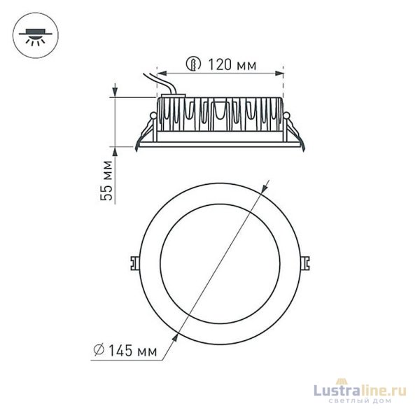 Встраиваемый светодиодный светильник Arlight LTD-145WH-Frost-16W White 021493