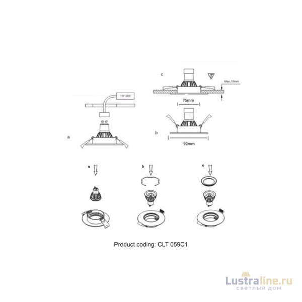Встраиваемый светильник Crystal Lux CLT 059C1 BL Встраиваемый светильник Crystal Lux CLT 059C1 BL