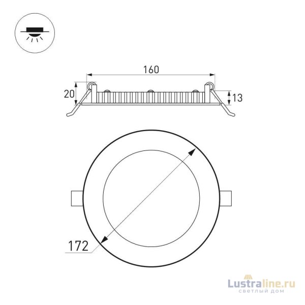 Встраиваемый светодиодный светильник Arlight DL-172M-15W Warm White 020113