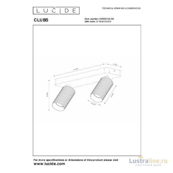 Спот Lucide Clubs 09939/02/30 Спот Lucide Clubs 09939/02/30