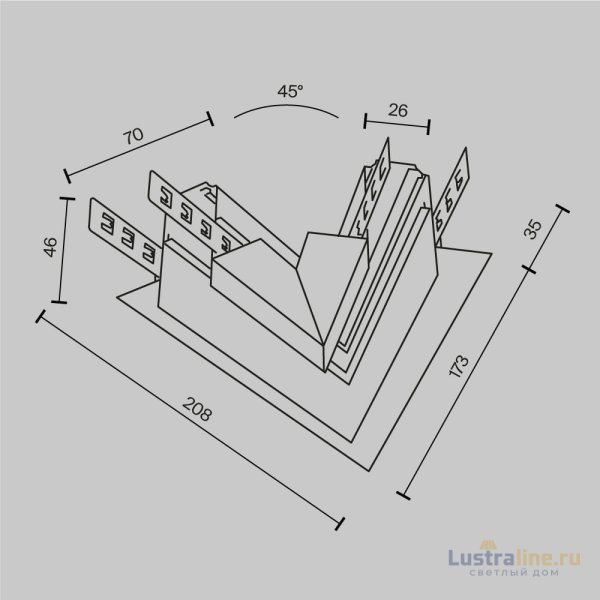 Угол-соединитель 45° встраиваемый Maytoni Magnetic track system Exility TRA034CLS-42.12W