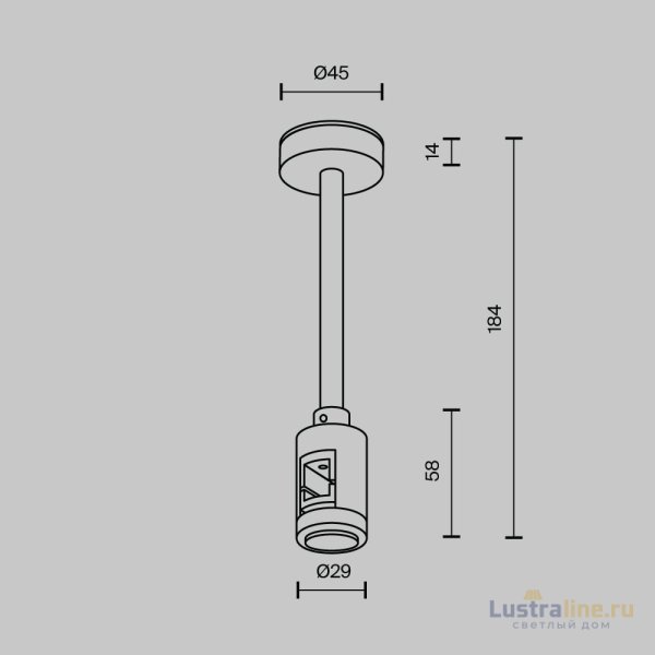 Крепление потолочное Short одинарное Maytoni Flarity TRA156C-SL1-B